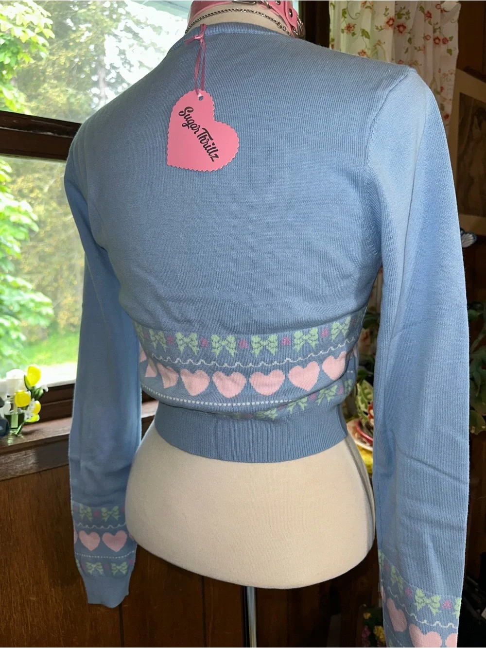 Dolls Kill • Sugar Thrillz Passion For You Intarsia Cute Pastel Cardigan Sweater